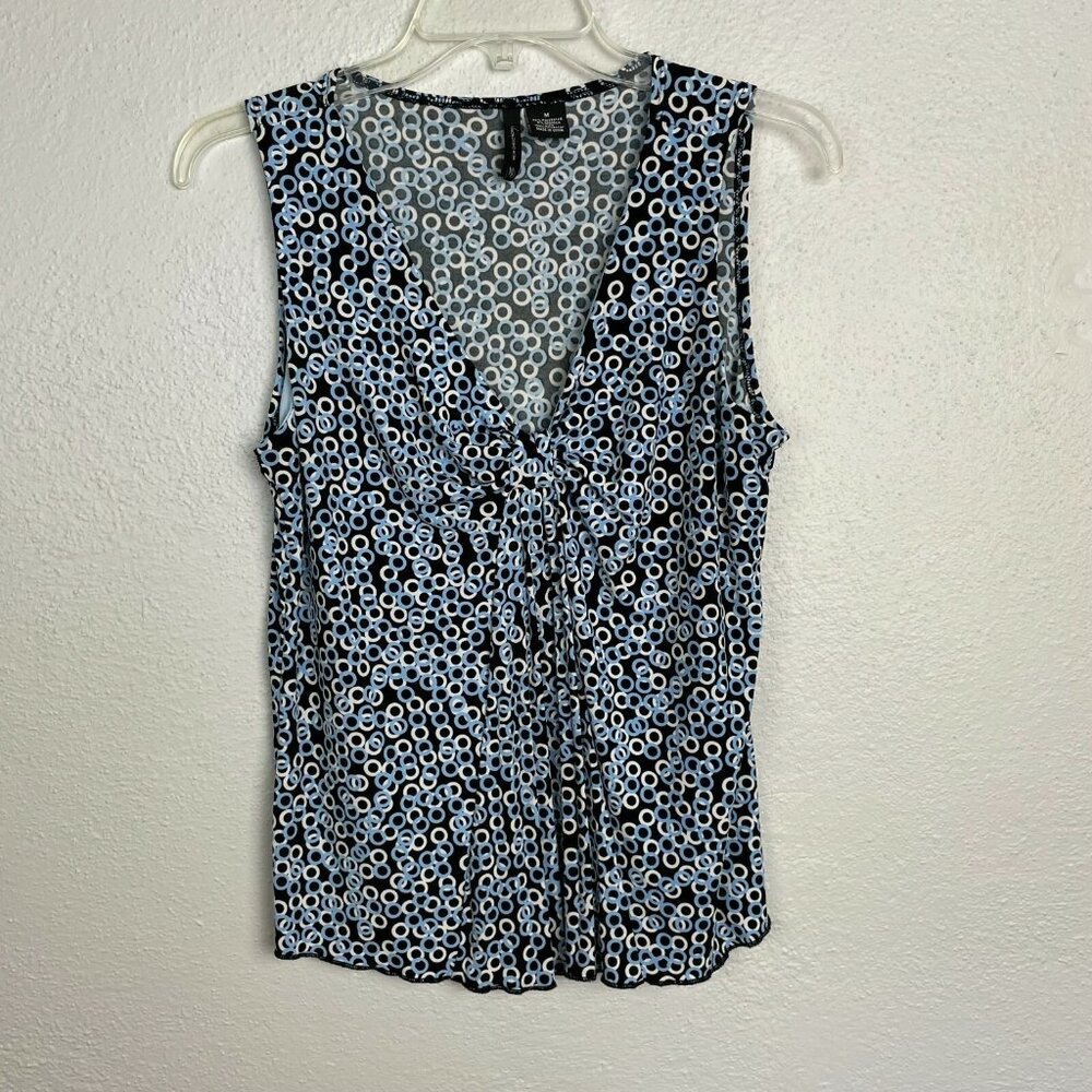New Directions Women's Blue Circle Print Sleeveless Top - Size M